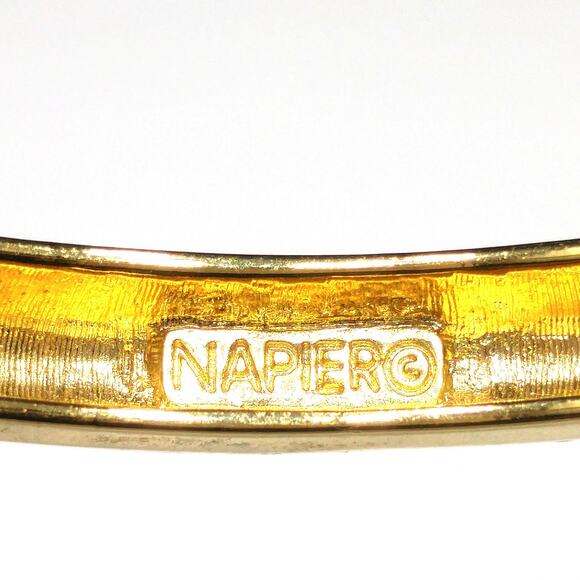 Napier Red Enamel Gold Plated Hinged Bracelet, Metallic Red Enamel, 1990s - Picture 7 of 10